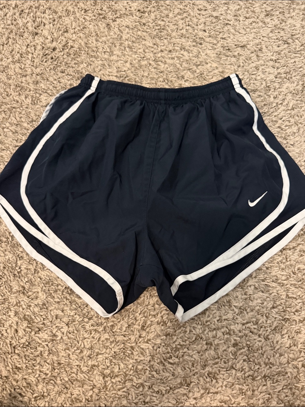 Nike Women's Navy Blue Athletic Shorts with White Piping
